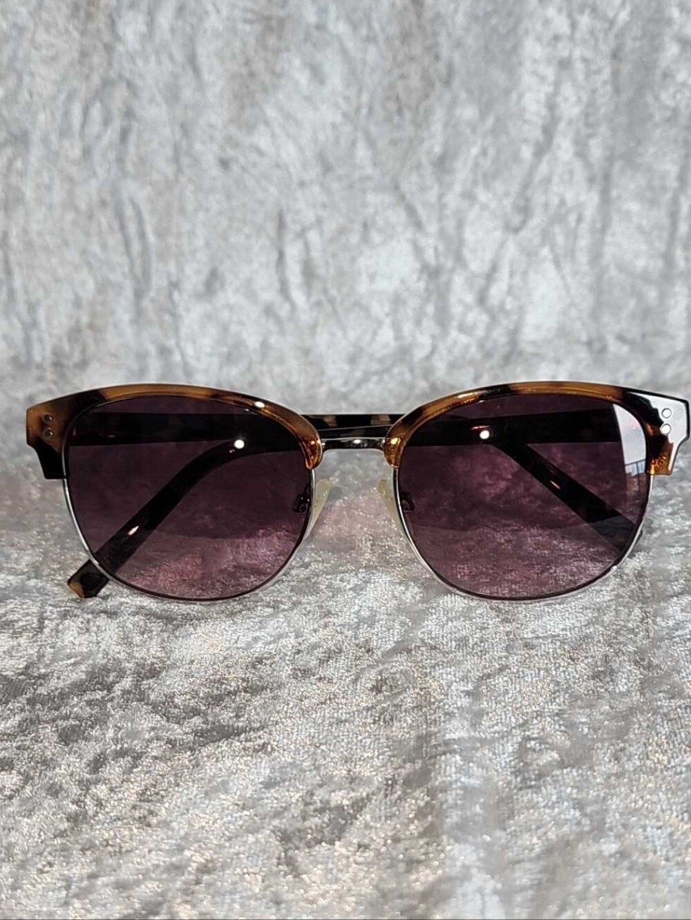 Bass Tortoiseshell Frame Sunglasses with Purple Lenses